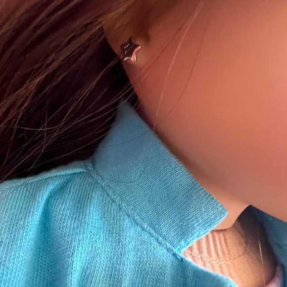 American Girl Doll Blue Jacket Floral Dress Earrings Truly in Box - Picture 6 of 12